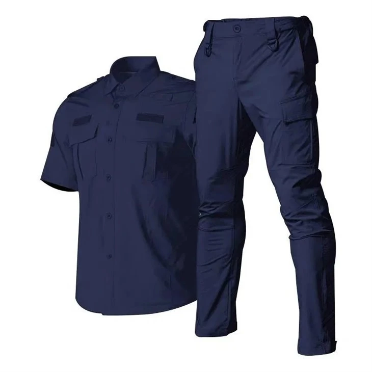 Kvaliteetne-Kvaliteetne kiir-Dry Stretch Turvakoolitusvormi komplekt Unisex lühikeste varrukatega turvatöörõivad